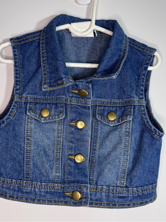 Rare Editions Other - Vintage Girls Denim Vest Blue Button Front Cropped Jean Vest Size 7/8